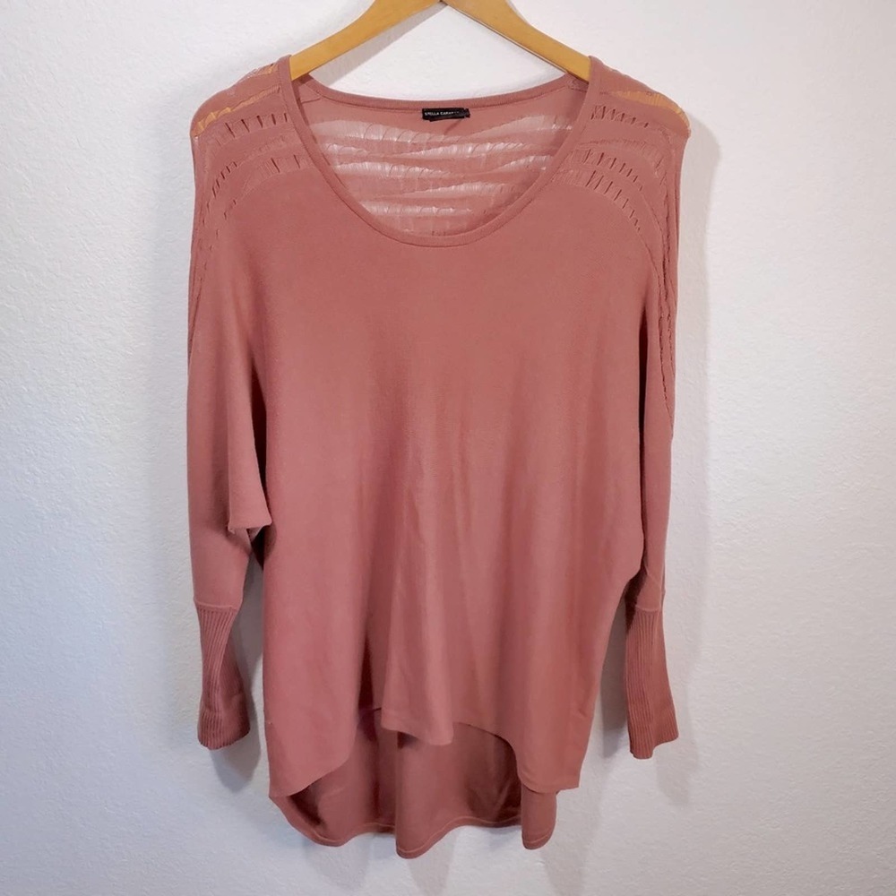 STELLA CARAKASI Mauve Knit Scoop Neck Sweater